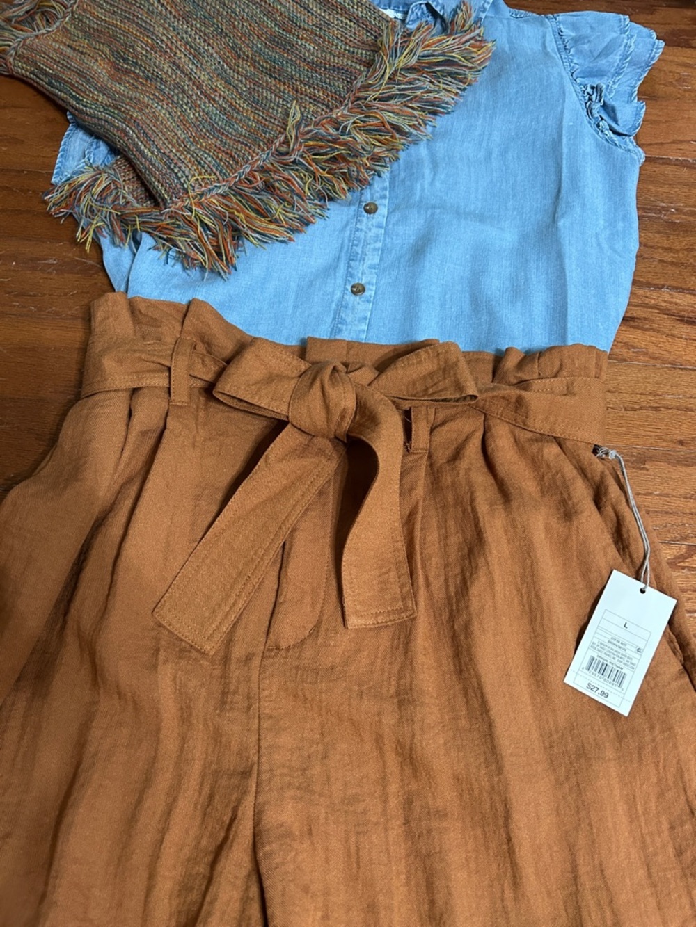 High-Waist Paperbag Belted Pants